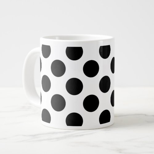 Polka Dots Polka Dot Pattern Black and White Giant Coffee Mug