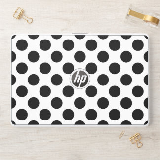 Polka Dots, Polka Dot Pattern, Black and White HP Laptop Skin