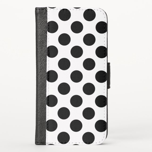 Polka Dots, Polka Dot Pattern, Black and White iPhone Wallet Case (Front)