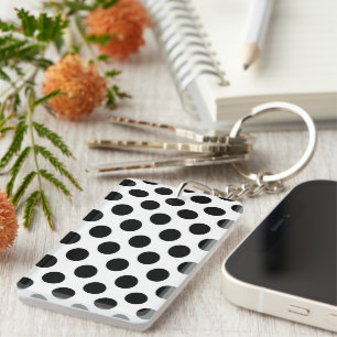 Polka Dots, Polka Dot Pattern, Black and White Keychain