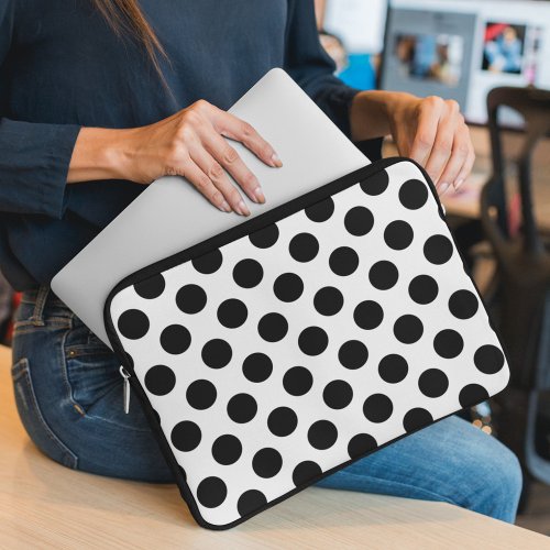 Polka Dots Polka Dot Pattern Black and White Laptop Sleeve