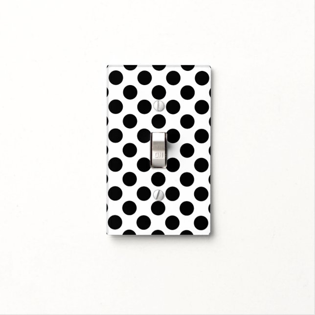 Polka Dots, Polka Dot Pattern, Black and White Light Switch Cover (In Situ)