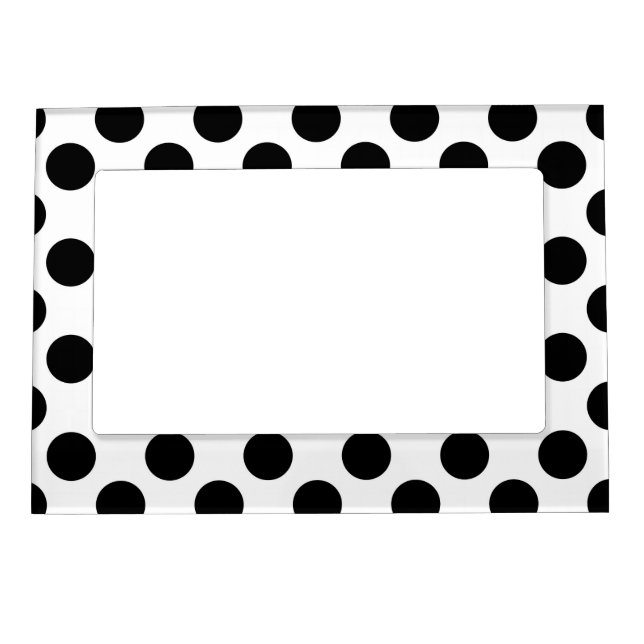 Polka Dots, Polka Dot Pattern, Black and White Magnetic Frame (Front)