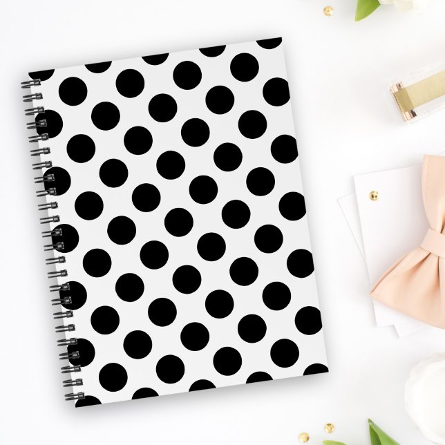 Polka Dots, Polka Dot Pattern, Black and White Notebook (Creator Uploaded)