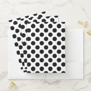 Polka Dots, Polka Dot Pattern, Black and White Pocket Folder