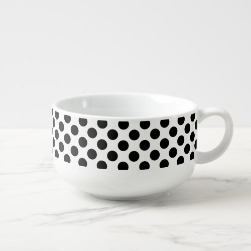 Polka Dots Polka Dot Pattern Black and White Soup Mug