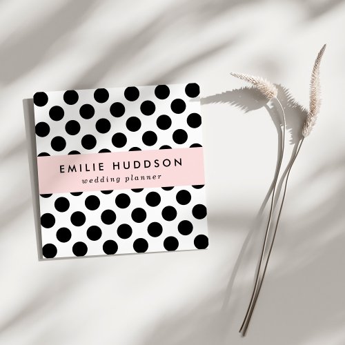 Polka Dots Polka Dot Pattern Black and White Square Business Card