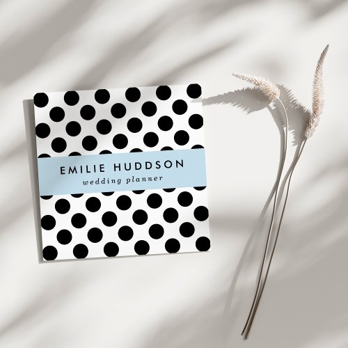 Polka Dots Polka Dot Pattern Black and White Square Business Card