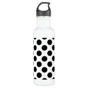 Polka Dots, Polka Dot Pattern, Black and White Stainless Steel Water Bottle