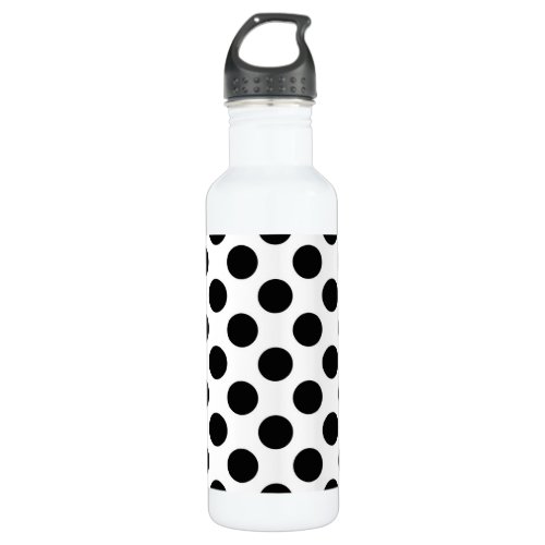 Polka Dots Polka Dot Pattern Black and White Stainless Steel Water Bottle