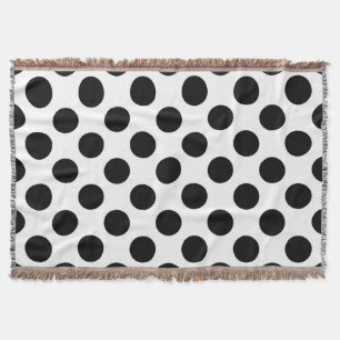 Polka Dots, Polka Dot Pattern, Black and White Throw Blanket
