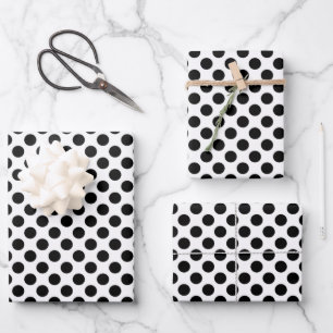 Polka Dots, Polka Dot Pattern, Black and White Wrapping Paper Sheets