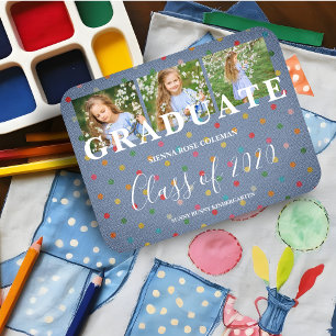 Polka Dots Pre-K Graduate 3 Photos Textile Texture Magnet