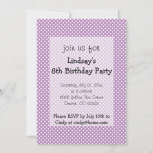 Polka Dots Purple Girl Birthday Party Invitation