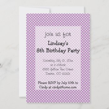 Polka Dots Purple Girl Birthday Party Invitation by RossiCards at Zazzle