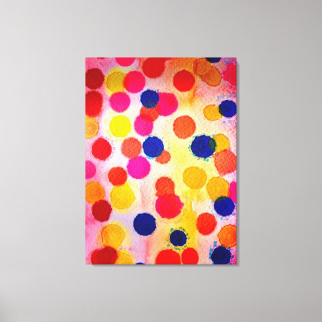 Polka dots rainbow waterclor canvas print (Front)
