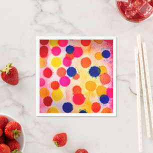 Polka dots rainbow waterclor napkins