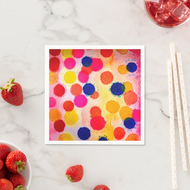 Polka dots rainbow waterclor napkins (Insitu)