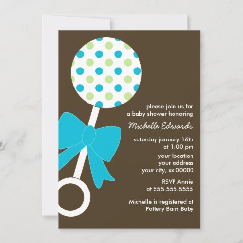 Polka Dots Rattle Baby Shower Invitation