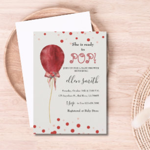 Polka Dots Red Balloon Ready to Pop Invitation
