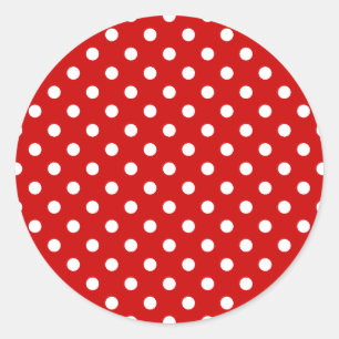 Polka Dots Red + Custom Color Classic Round Sticker