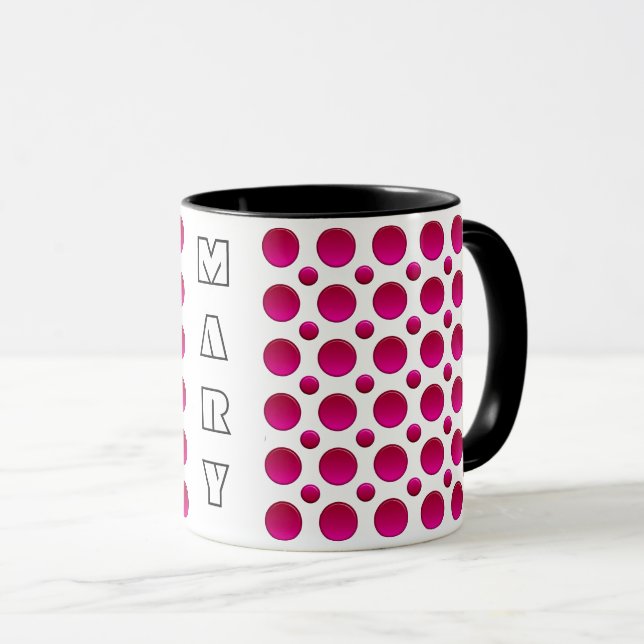 Polka Dots Red Gragient Name Mug (Front Right)