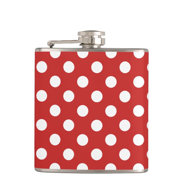 Polka dots red hip flask (Front)