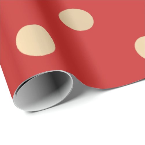 Polka Dots Red Ruby Champaigne Gold Wrapping Paper