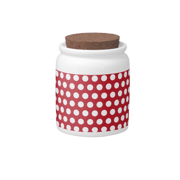 Polka Dots red & white spots cookie or candy jar
