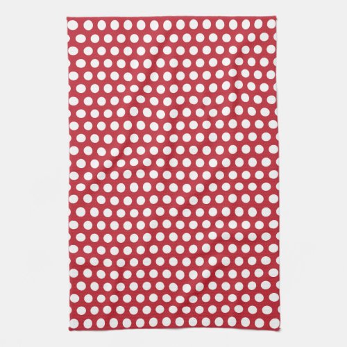 Polka Dots red  white spots kitchen tea towel