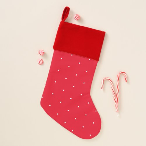 Polka dots red white tiny pattern chic elegant christmas stocking