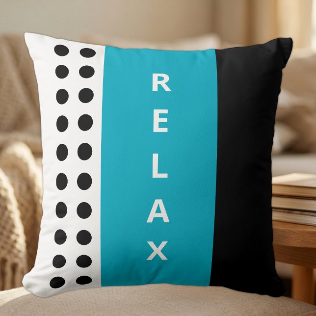 Polka dots relax black azure throw pillow (Creator Uploaded)