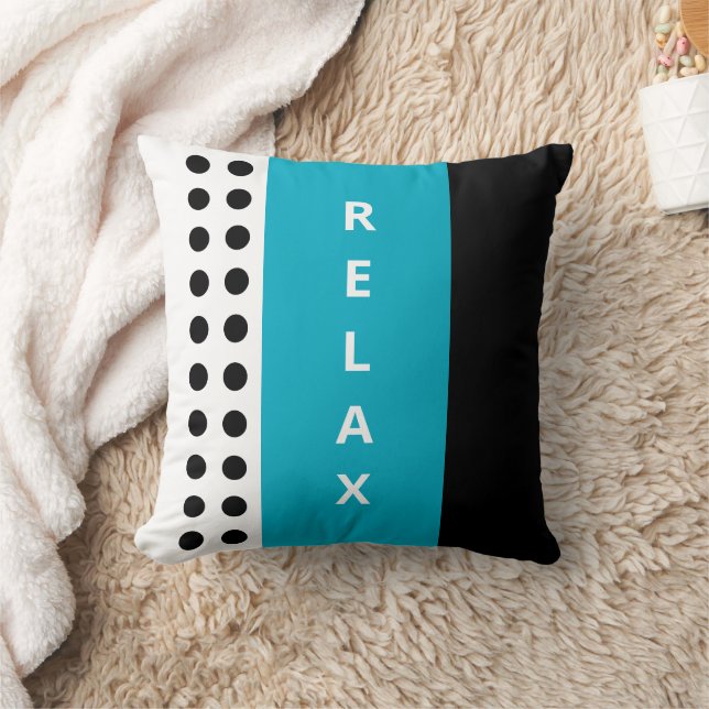 Polka dots relax black azure throw pillow (Blanket)