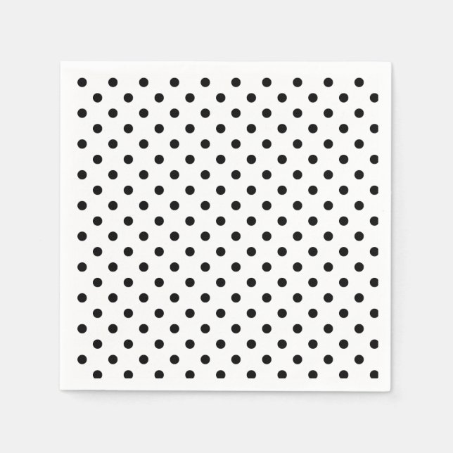 Polka-dots | retro black and white dots napkins (Front)