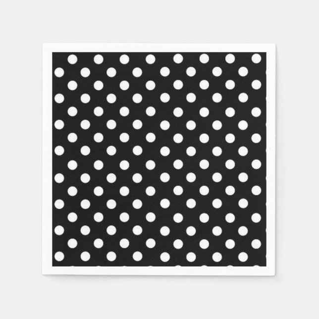 Polka-dots | retro black and white dots napkins (Front)