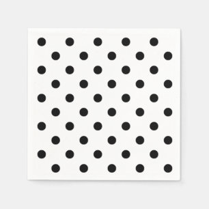 Polka-dots   retro black and white dots paper napkins