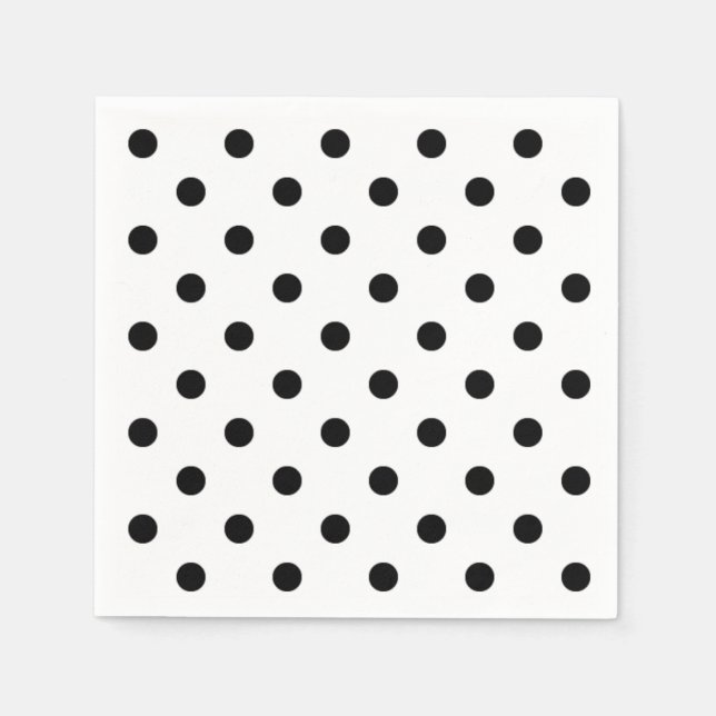 Polka-dots | retro black and white dots paper napkins (Front)