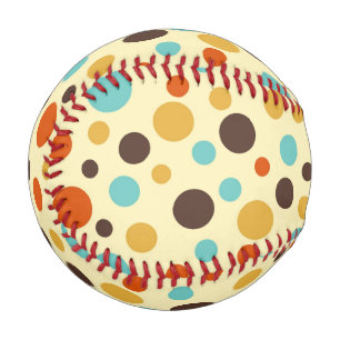 Polka Dots Retro Colors Blue Yellow Red Baseball