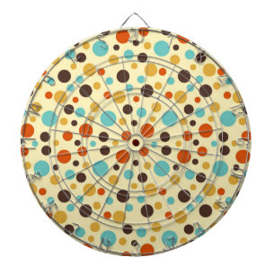 Polka Dots Retro Colors Blue Yellow Red Dart Board