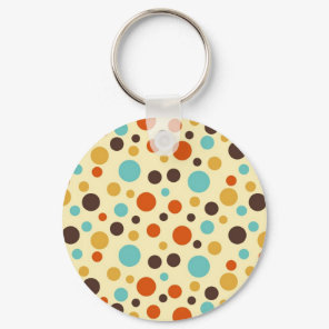 Polka Dots Retro Colors Blue Yellow Red Keychain