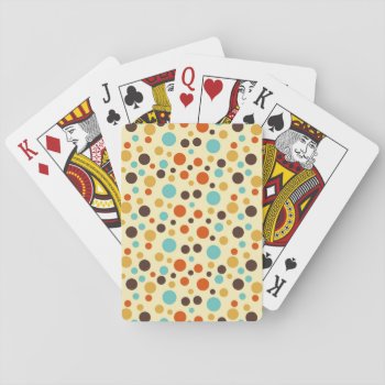 Polka Dots Retro Colors Blue Yellow Red Playing Cards by sumwoman at Zazzle