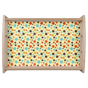 Polka Dots Retro Colors Blue Yellow Red Serving Tray