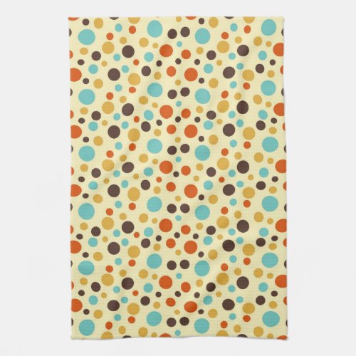 Polka Dots Retro Colors Blue Yellow Red Towel