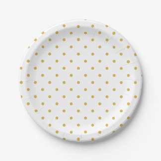 Polka-dots | retro gold and white paper plates