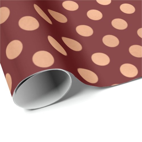 Polka Dots Rose Gold Burgundy Maroon Geometry Wrapping Paper