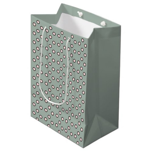 Polka dots sage green and pale pink medium gift bag