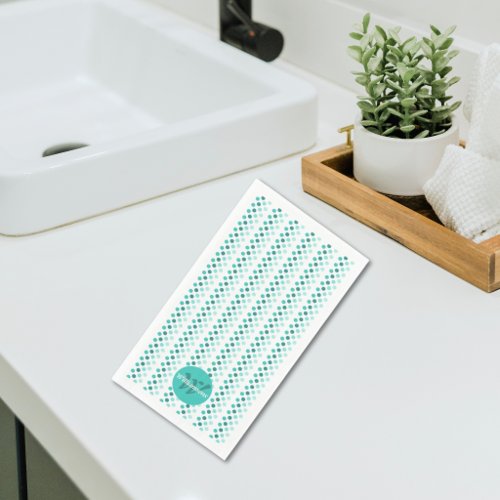 Polka Dots Sea Green Monogram Family Name Paper Guest Towels