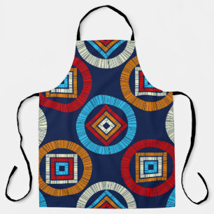 Polka dots seamless pattern. Mosaic of ethnic figu Apron