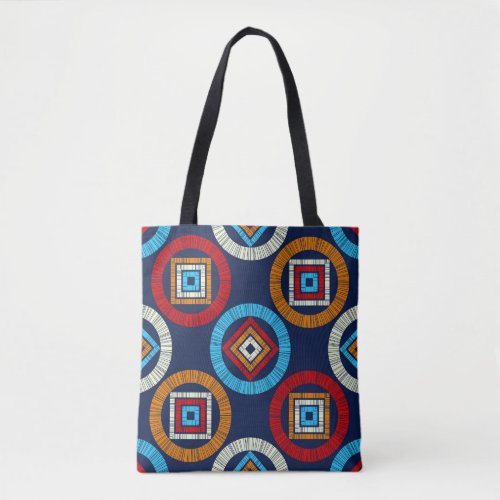 Polka dots seamless pattern Mosaic of ethnic figu Tote Bag