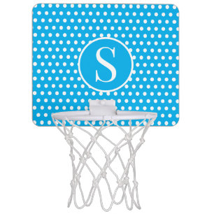 Polka Dots Sky Blue and White initial letter Mini Basketball Hoop